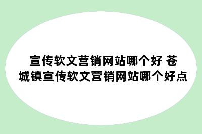 宣传软文营销网站哪个好 苍城镇宣传软文营销网站哪个好点